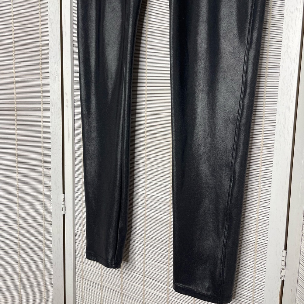 Spanx Faux Leather Leggings Black High Rise Nylon Elastane Size L - Picture 7 of 10